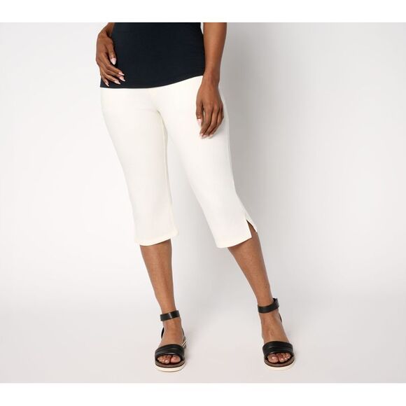 Denim & Co. Pants - Denim & Co. Women's Petite Pants PM Comfy Knit Air Skimmer Wide White A650606